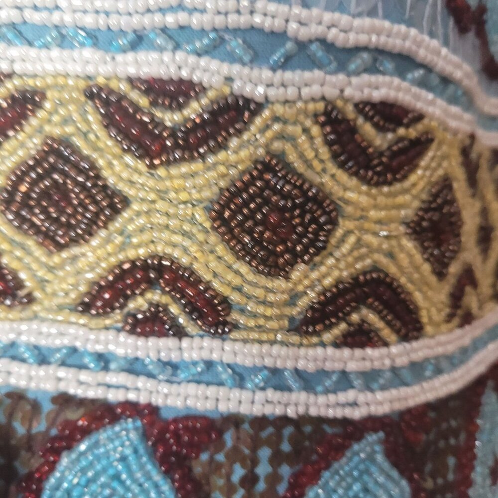 Christiana Beaded Boho Shoulder Bag 13"x10" With 6.5" Drop Multicolor Teardrop & - Picture 10 of 13